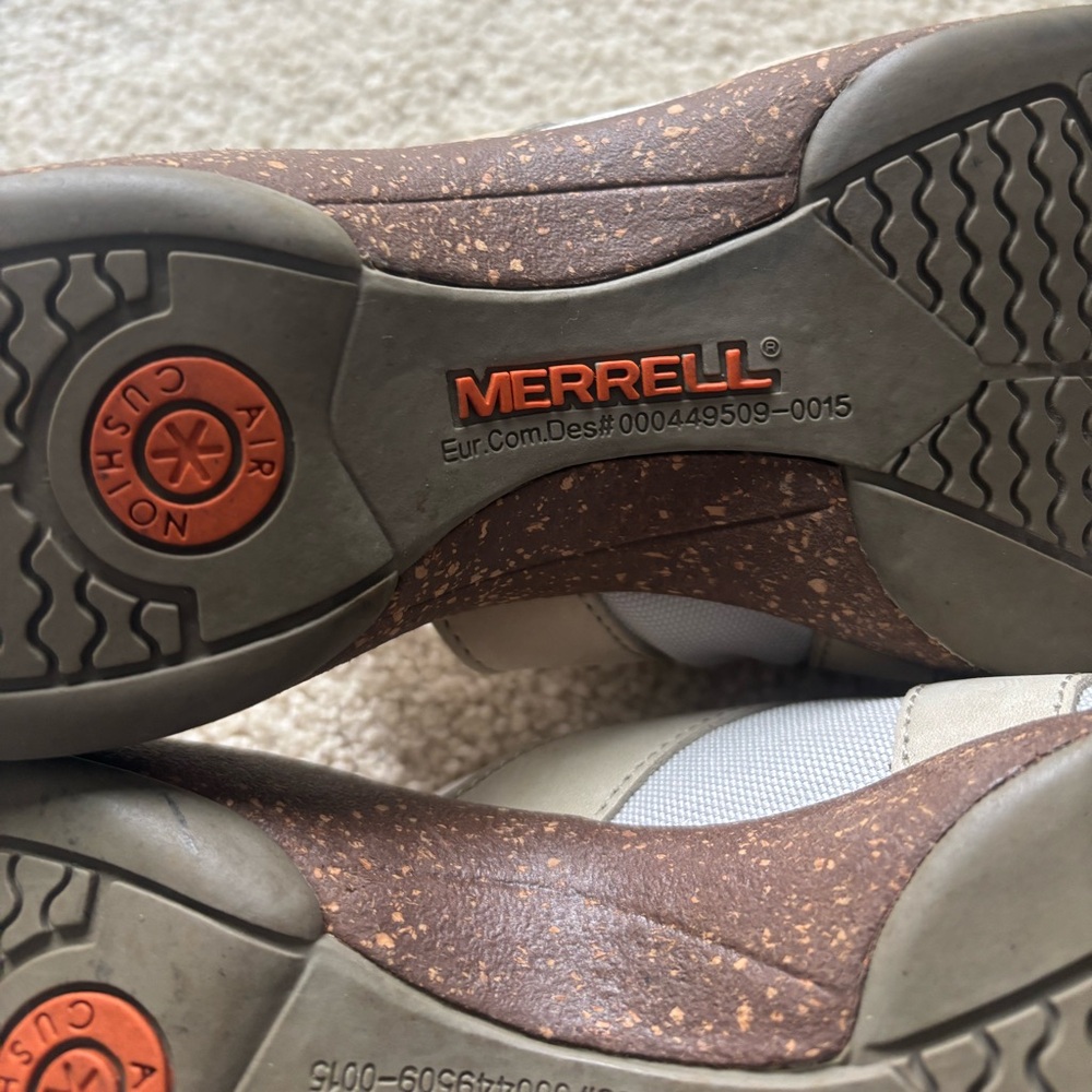 Merrell Leather Slide Sandals Comfort Footbed Neutral | Women’s - Picture 3 of 8